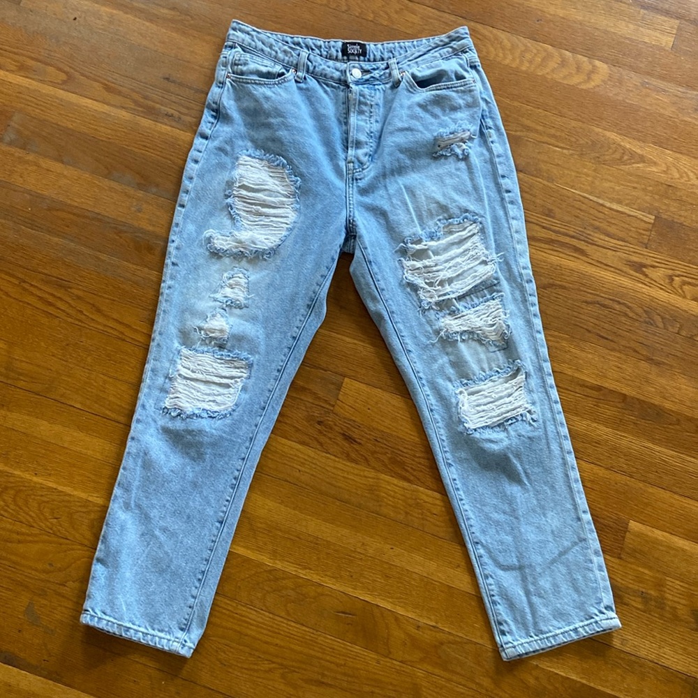 Simple Society High-Rise Distressed Mom Jeans Size 11